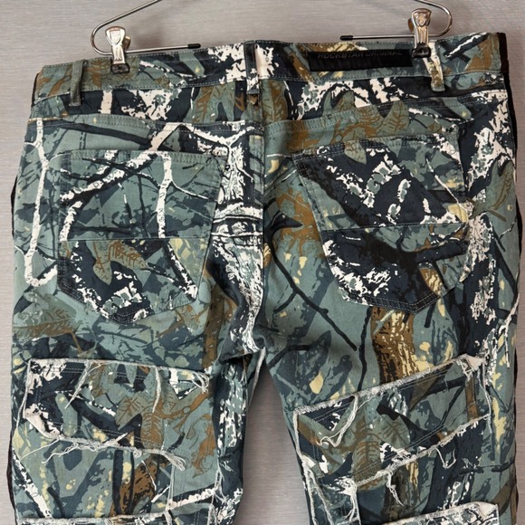 Rockstar Original RSM205 Men's 42x35 Giovanni Flare Denim Camo Distressed Jeans - Picture 4 of 8